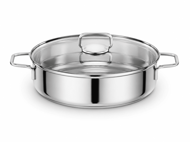 Tavë Rrumbullake me Kapak, Inox, 28 cm